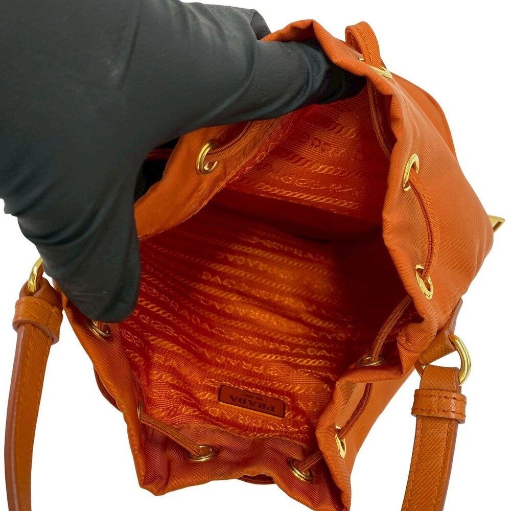 PRADA Orange Leather Saffiano Shoulder Bag - Picture 9 of 10
